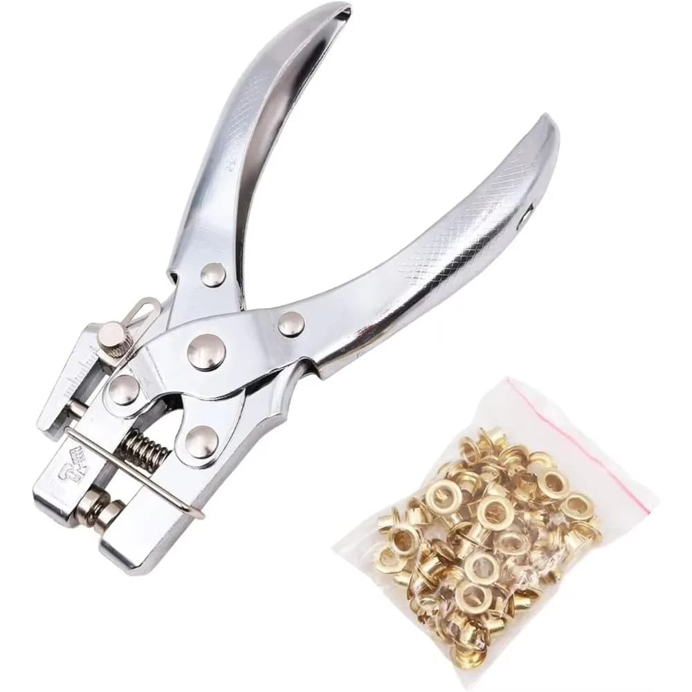 For Shoes Bag Belt Scrapbooking Eyelets Set Brass Eyelets with Multifunctional Pliers Kit Leather Grommet Round Eye Rings