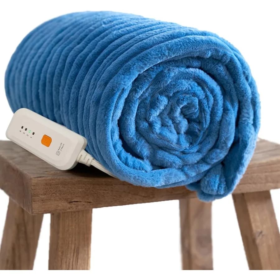 Coperta elettrica riscaldata 50''X60''- Coperta riscaldata in pelliccia sintetica a costine con 4 livelli di riscaldamento e riscaldamento automatico di 3 ore