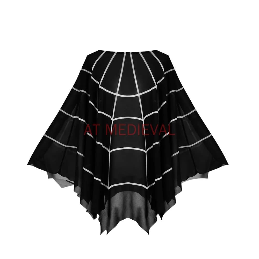 Women's Halloween Costumes Spider Web Poncho Shawl Cape Rave Party Cosplay Tops Blouse
