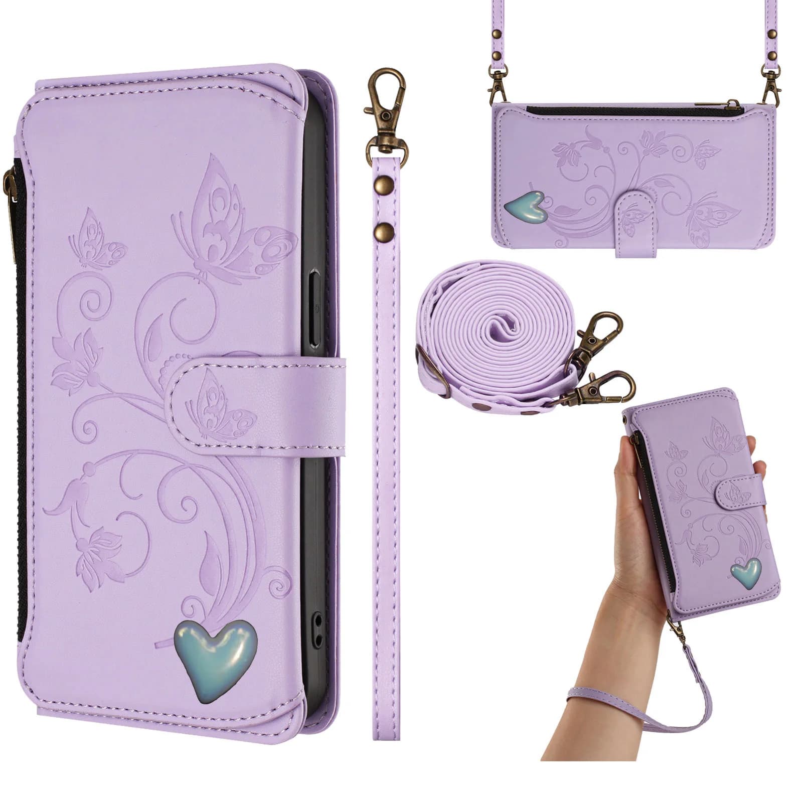 Wrist Lanyard Classic Leather Flip Case for Tecno Pova 7 Curve 6 Neo 5 4 Pro Butterfly Flower Vine 5 Cards Slot Wallet Cover