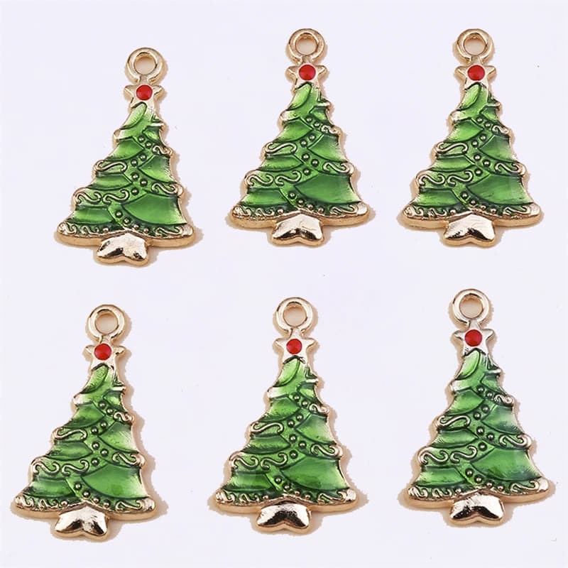 Duarte 20Pcs/Lot Cute Enamel Christmas Tree Charms Pendants for Making Earrings Necklaces Bracelets DIY Crafts Jewelry Findings