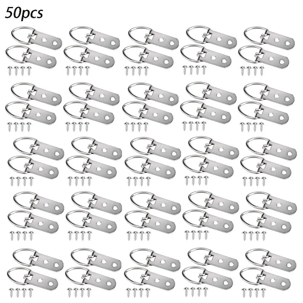 D-ring Picture Hangers Kit With Screws 10/50 Pieces Frames Hanger Hooks 2/3Hole Multi-Purpose Hooks
