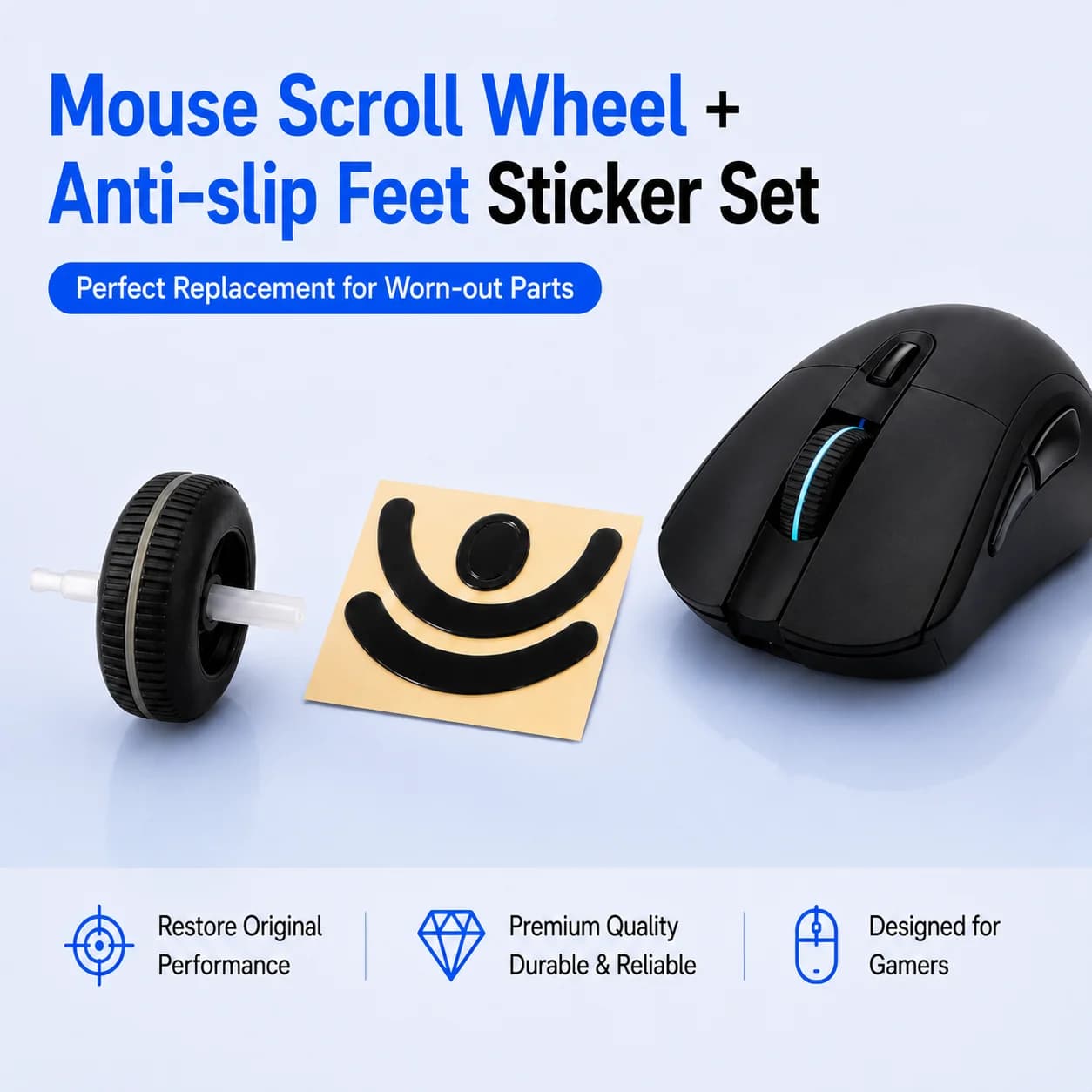 For Logitech G403, G603, G703 - Gaming Mouse Scroll Wheel + Mouse Non-Slip Skates Kit - Mouse Sets Replacement Accessories Tools