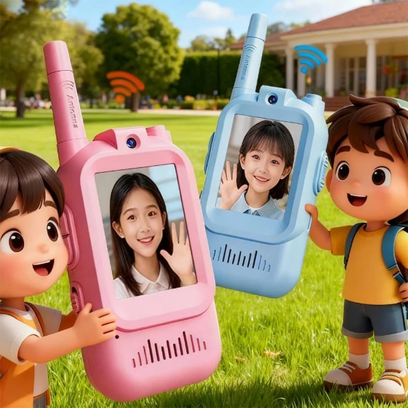 Video Kids Walkie Talkie Confezione da 2 giocattoli ricaricabili per bambini da interno ed esterno per campeggio, viaggi, regali di compleanno per bambini dai 3 ai 12 anni