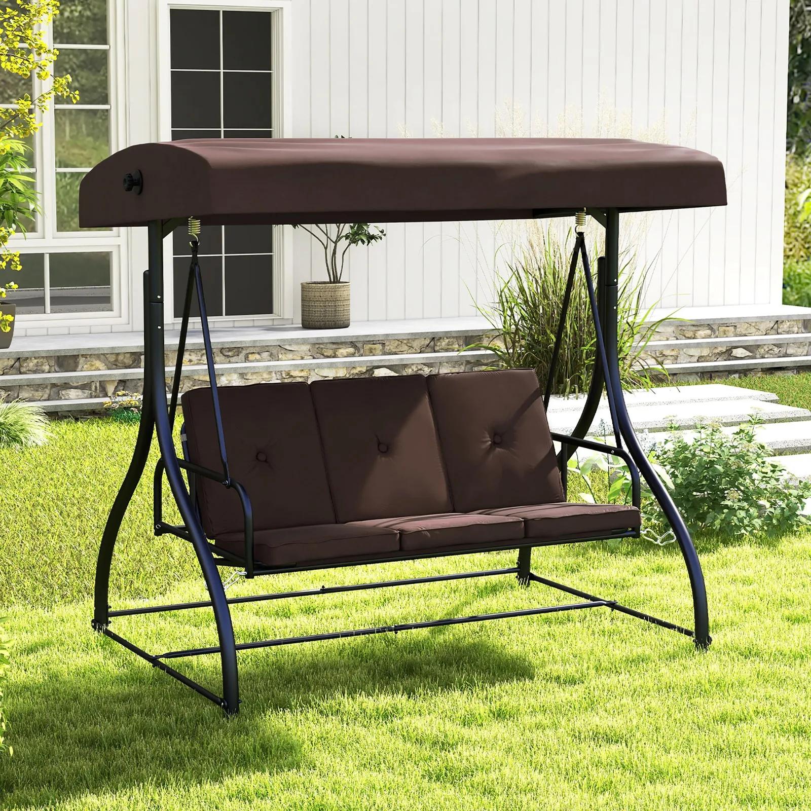 Garden Donder Convertible to Bed with Adjustable Canopy and Bearing, Coffee Color