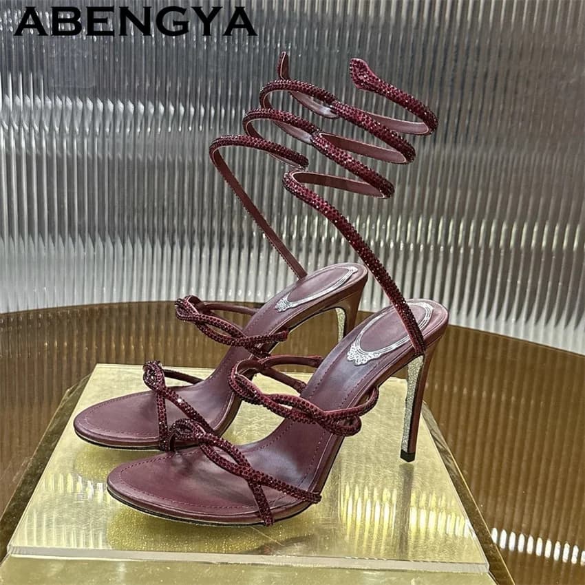 Women's Summer Sandals Hot Sale with Spilled Heel and Snake Straps, Sexy Sera/Festa Shoes, Women's Straight Heel Sandals