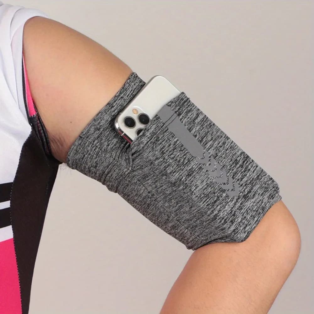 1 piece sports arm band for phone, running elastic strap, large capacity fitness wrist bag, outdoor hiking phone support