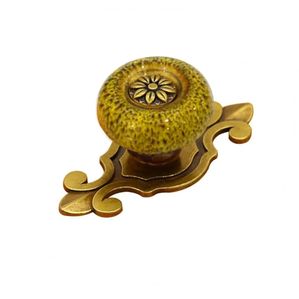 Maniglia in Ceramica Vintage a Foro Singolo, Stile Etnico, Pomello per Porta in Ceramica, Maniglie Antiche in Bronzo per Cassetti e Armadi