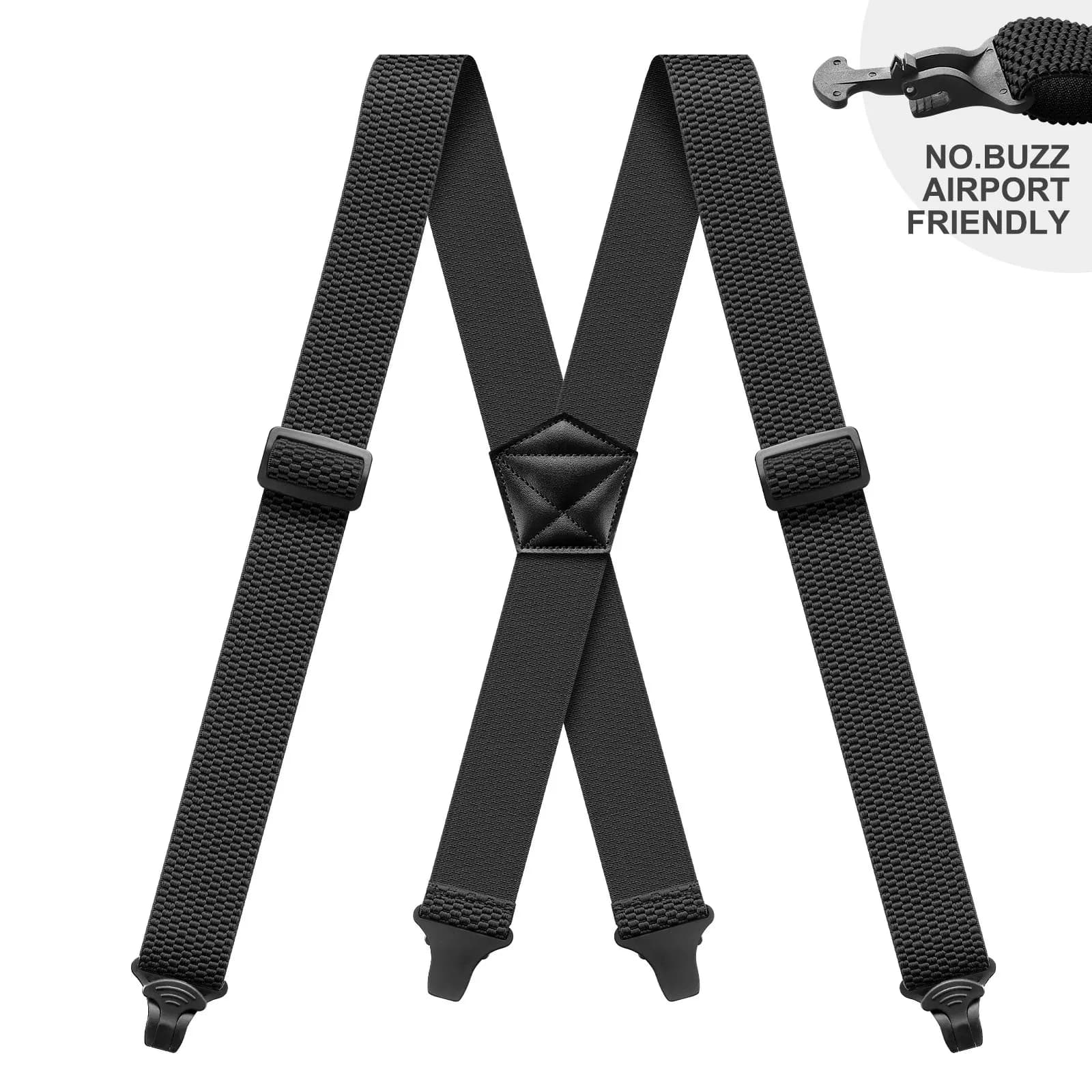 Bretelle da uomo Heavy Duty Work 3,8 cm di larghezza X-Back con 4 fermagli in plastica Bretelle elastiche regolabili per pantaloni