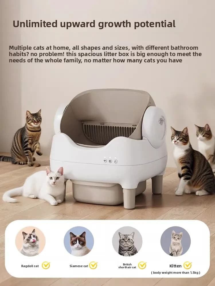 Lettiera automatica intelligente per gatti, grande, semi-aperta, con paletta, anti-schizzi, rimovibile e lavabile, accessori per gatti