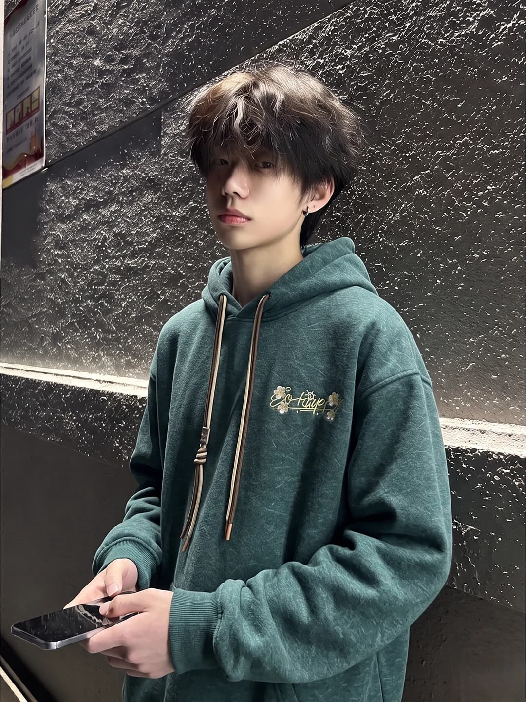 Retro Washed Heavy Embroidered Hoodie Men's Autumn 500g Hard College Style Casual Hooded Sweatshirt Jacket for Youth