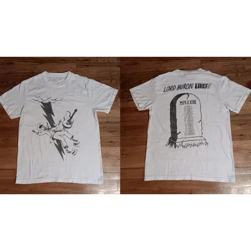Maglietta a 2 lati Lord Huron Skeleton Lightning Headstone Tour Full Size S-5XL