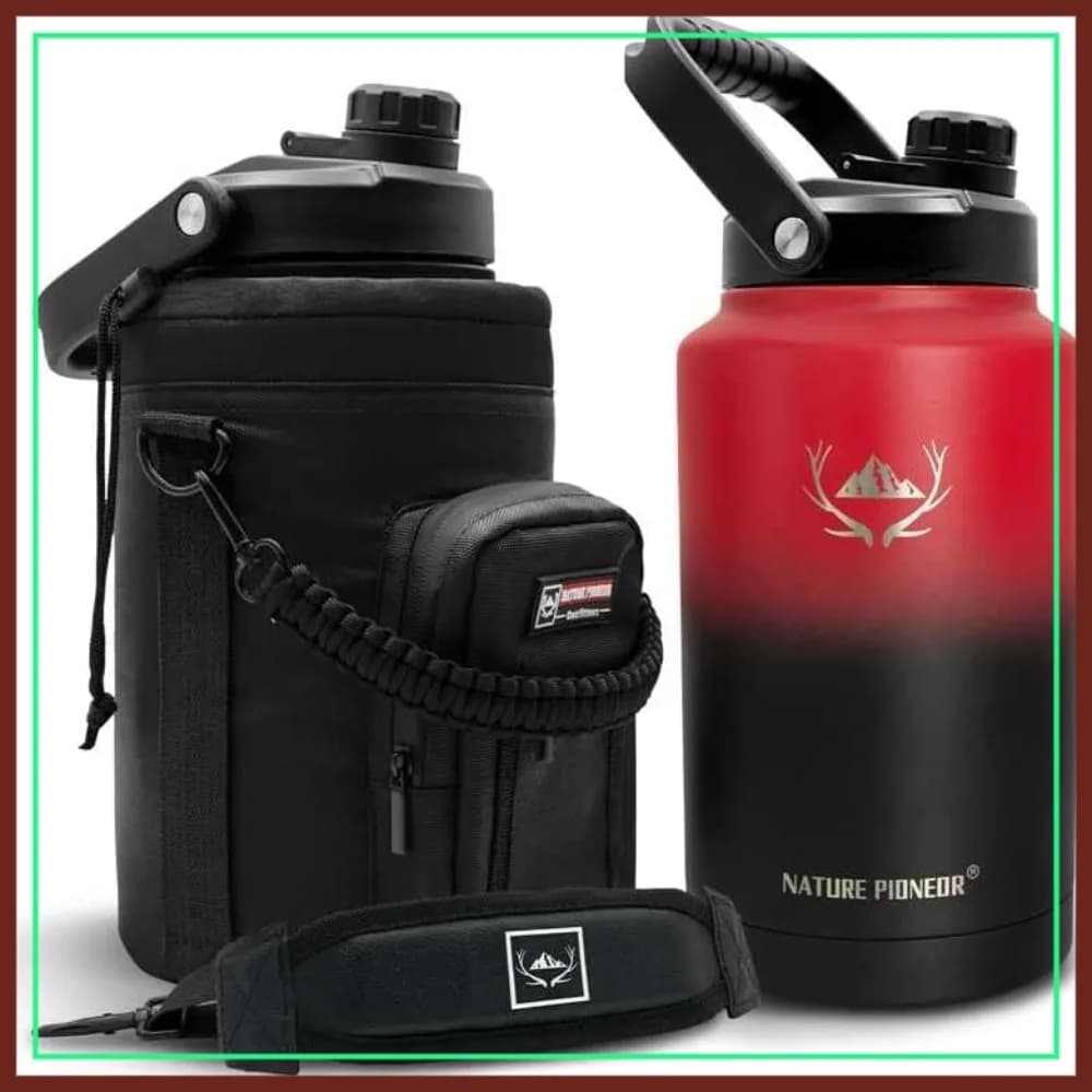 Bottiglia d'Acqua Isolata da 128 oz con Supporto, Acciaio Inossidabile a Triplo Strato Sottovuoto, Bocca Larga, Antigoccia, per Palestra, Escursionismo, Campeggio