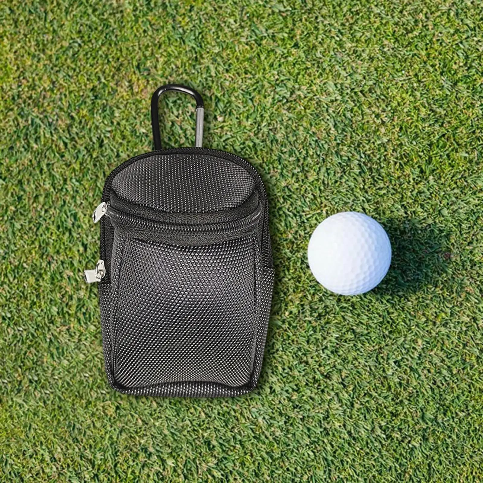 Golf Ball Pouch Golf Ball Carry Bag with Carabiner Belt Waist Bag Small Durable