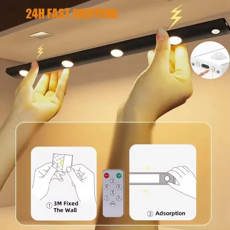 Lampada notturna ricaricabile con sensore di movimento, lampadina USB a 3 colori, LED wireless per illuminazione di stanze, cucine e scale