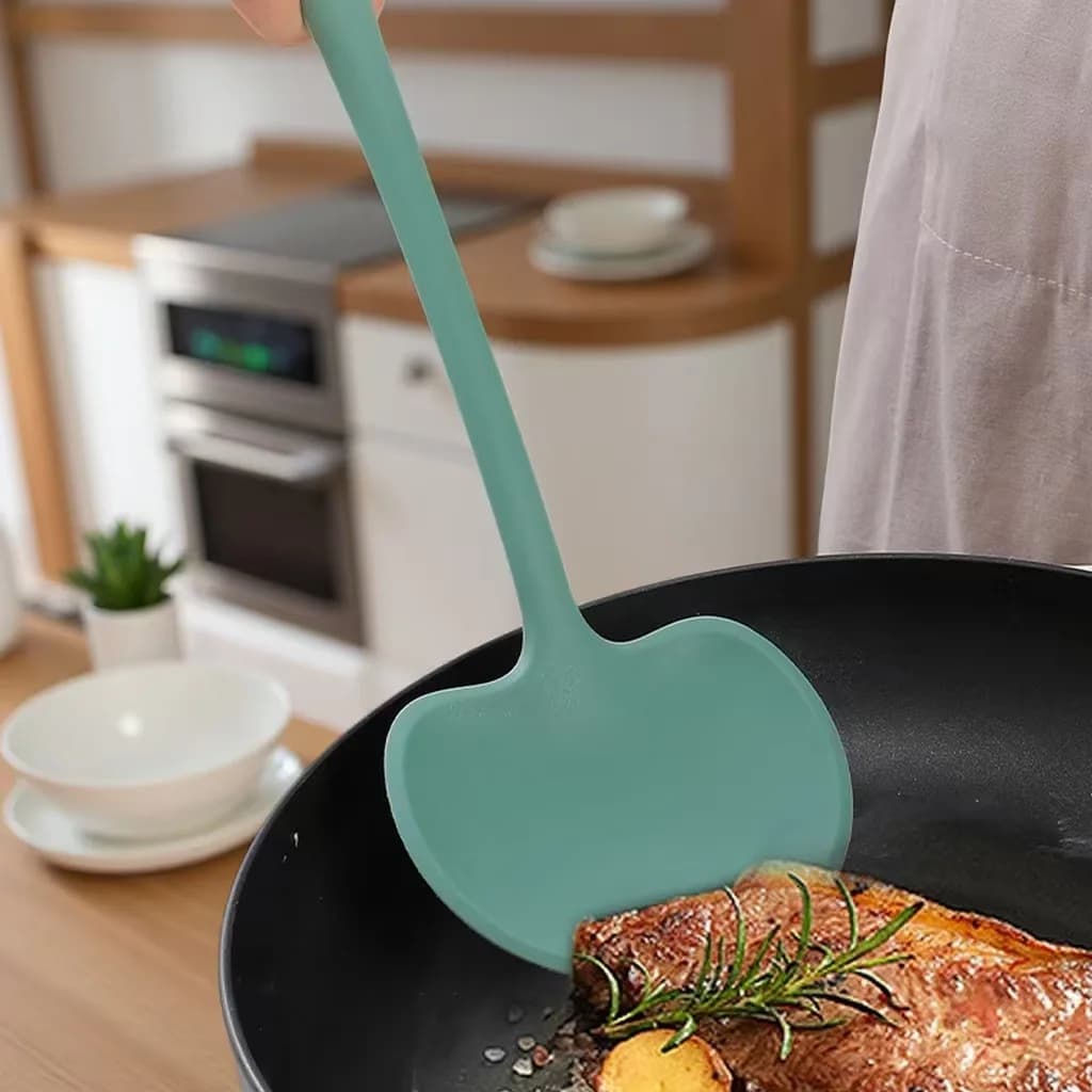 1 piece long handle silicone spatula, non-stick spatula, high temperature resistant frying spatula