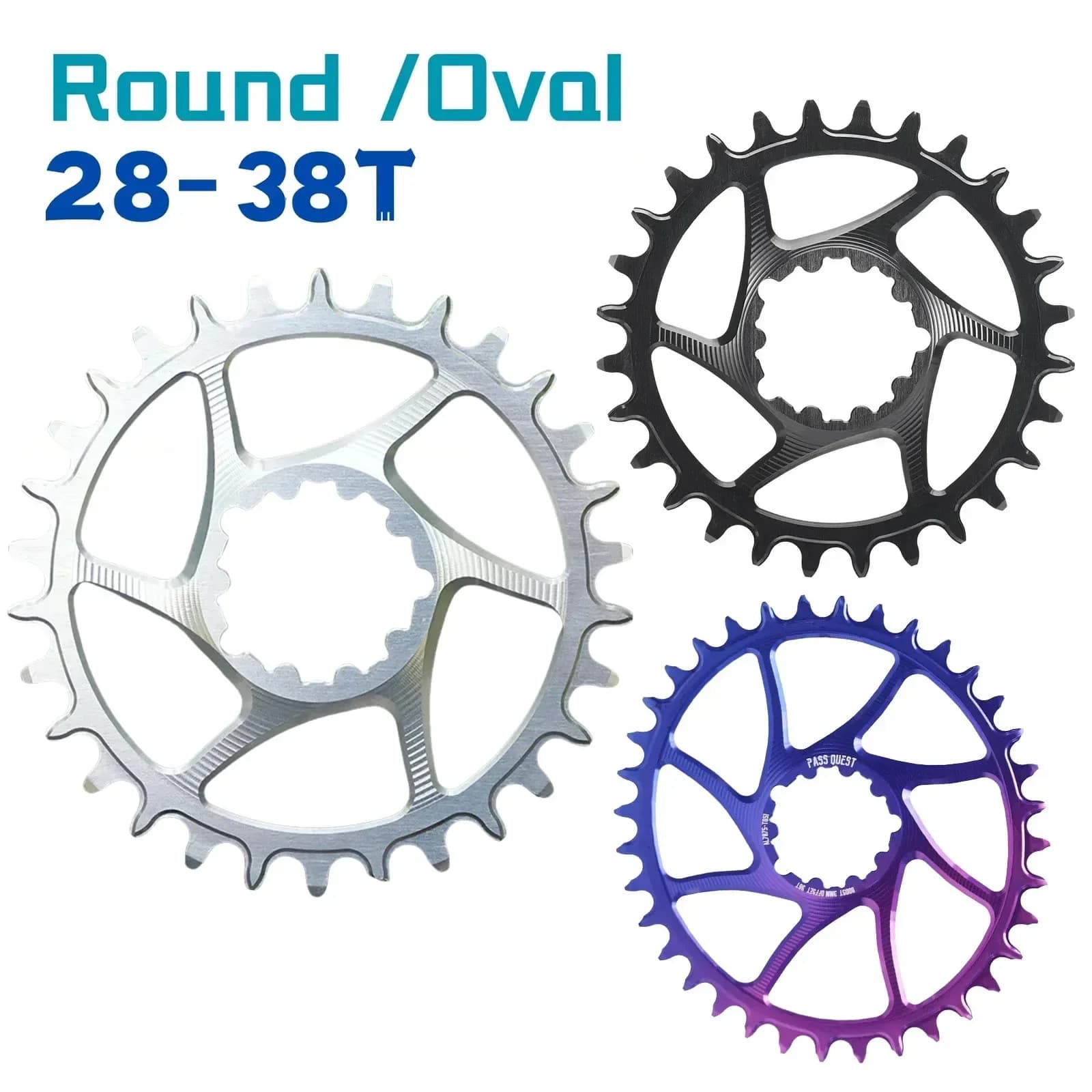 PASS QUEST 3mm Corona Offset Per SRAM xx1 Eagle Guarnitura Rotonda/ovale MTB Pignone stretto 28-38T Bici Ruota di catena della bicicletta