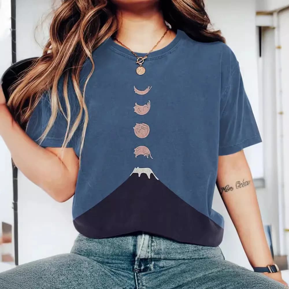 T-shirt estiva stampata girocollo da donna, oversize, comoda, a maniche corte, con effetto digitale 3D, stile casual e alla moda per il commuting