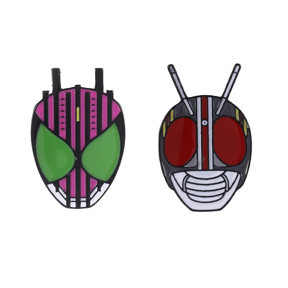 2 pezzi/set spille per maschera eroe set spille smaltate per visiera per animali Kamen Rider