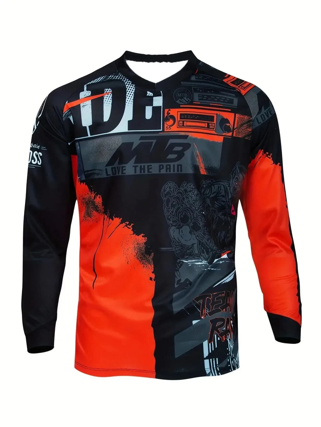T-shirt da corsa a maniche lunghe da uomo e da donna, maglia da MTB, T-shirt da corsa stampata, T-shirt da mountain bike a maniche lunghe