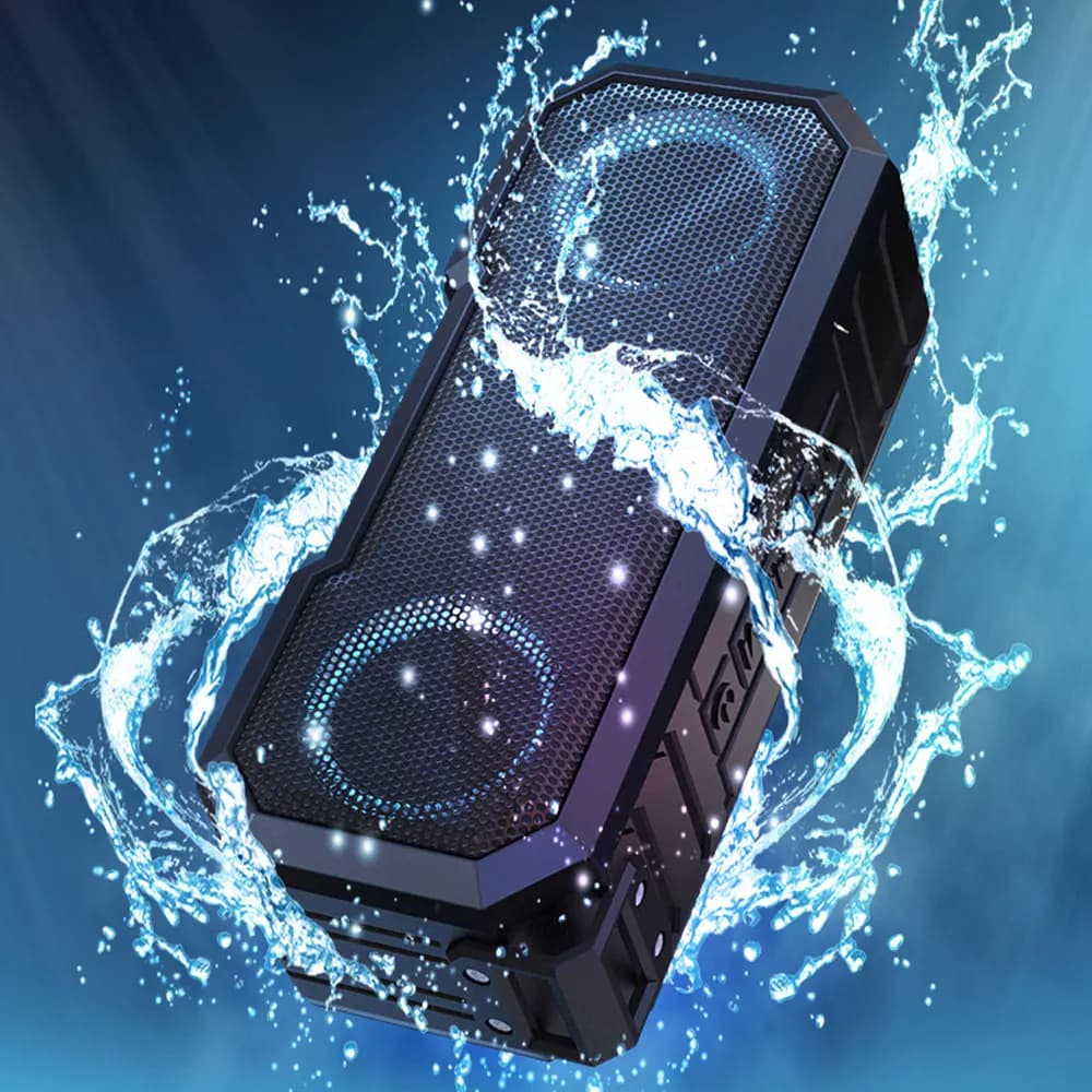 Portable Bluetooth Speaker Wireless Flash Light Speaker TWS Bass Stereo IPX7 Waterproof Loudspeaker FM Radio 12H Playtime Subwoofer Outdoor Boombox Bluetooth 5 0 Handsfree Builtin Mic Deep Bass for Pool Beach Party Camping Travel Phone