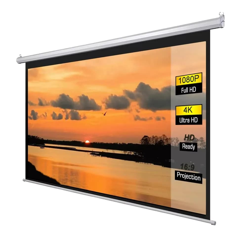 Hot Sell 100Inch Matte White Electric Projector Screen with Remote Control Home Theater High-Quality Motorized Projection Screen