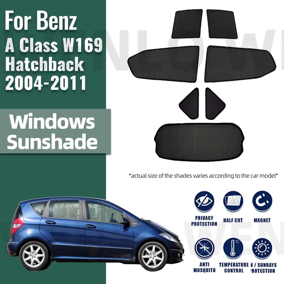 Per Mercedes Benz Classe A W169 160 180 2004-2012 Auto Parasole Anteriore Parabrezza Posteriore Tenda Finestrino Laterale Parasole Visiera