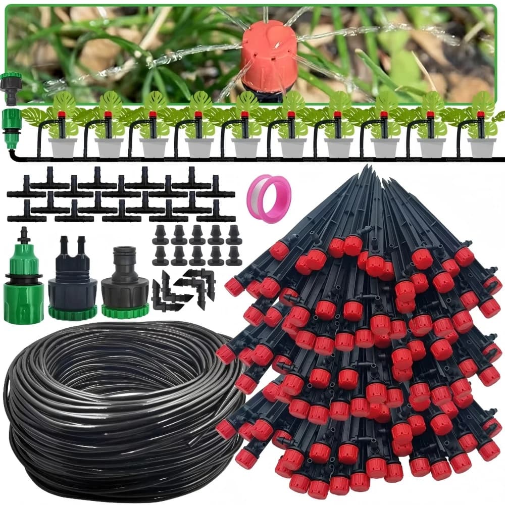 Garden Drip Irrigation Automatic Watering System Kit Adjustable Nozzle Sprinkler for Bonsai Pot Plant Flower Vegetable Greenhous