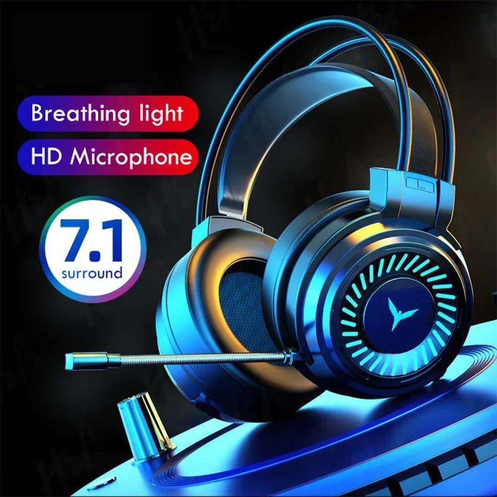 Game Headphones Microphone with Noise Cancellation Electronic Sports Game Stereo surround sound 7.1 Wired heads for PS5 Xbox One Movie Music