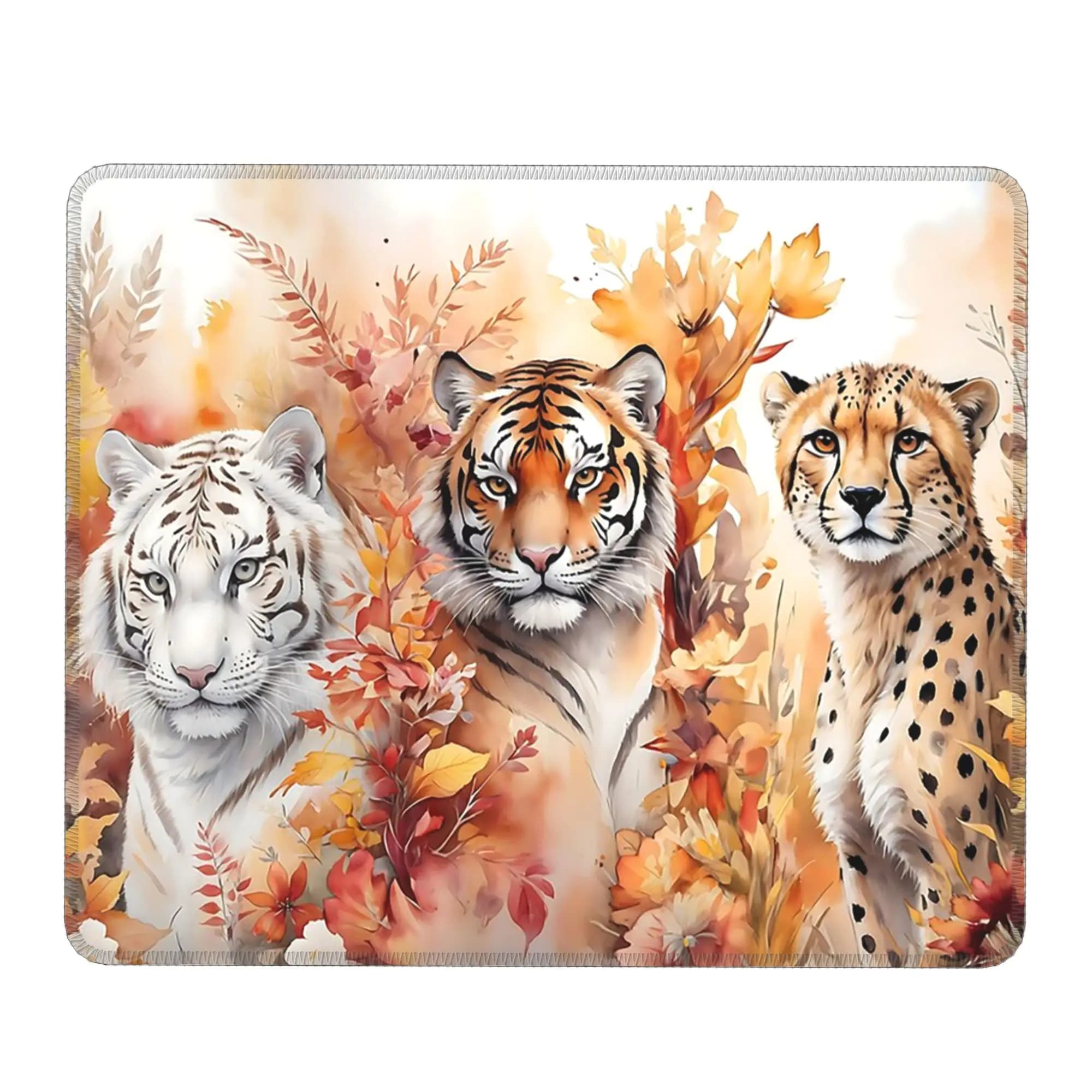 Tappetino per mouse con faccia di tigre e fogliame autunnale, tappetino per tastiera e mouse per computer, tappetino da scrivania per PC da gioco, tappetino da scrivania per laptop, accessori per ufficio, tappetini da tavolo