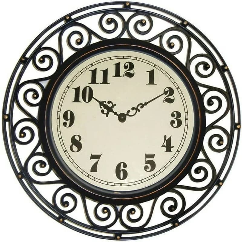 Orologio da Parete Rotondo in Stile Ferro Battuto da 12 Pollici