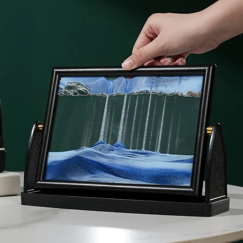 Rotante in movimento Sabbia Immagine artistica Vetro quadrato Paesaggio di sabbia 3D in movimento Sabbie mobili Clessidra Creativa che scorre Sabbia Decorazioni per la casa Regali