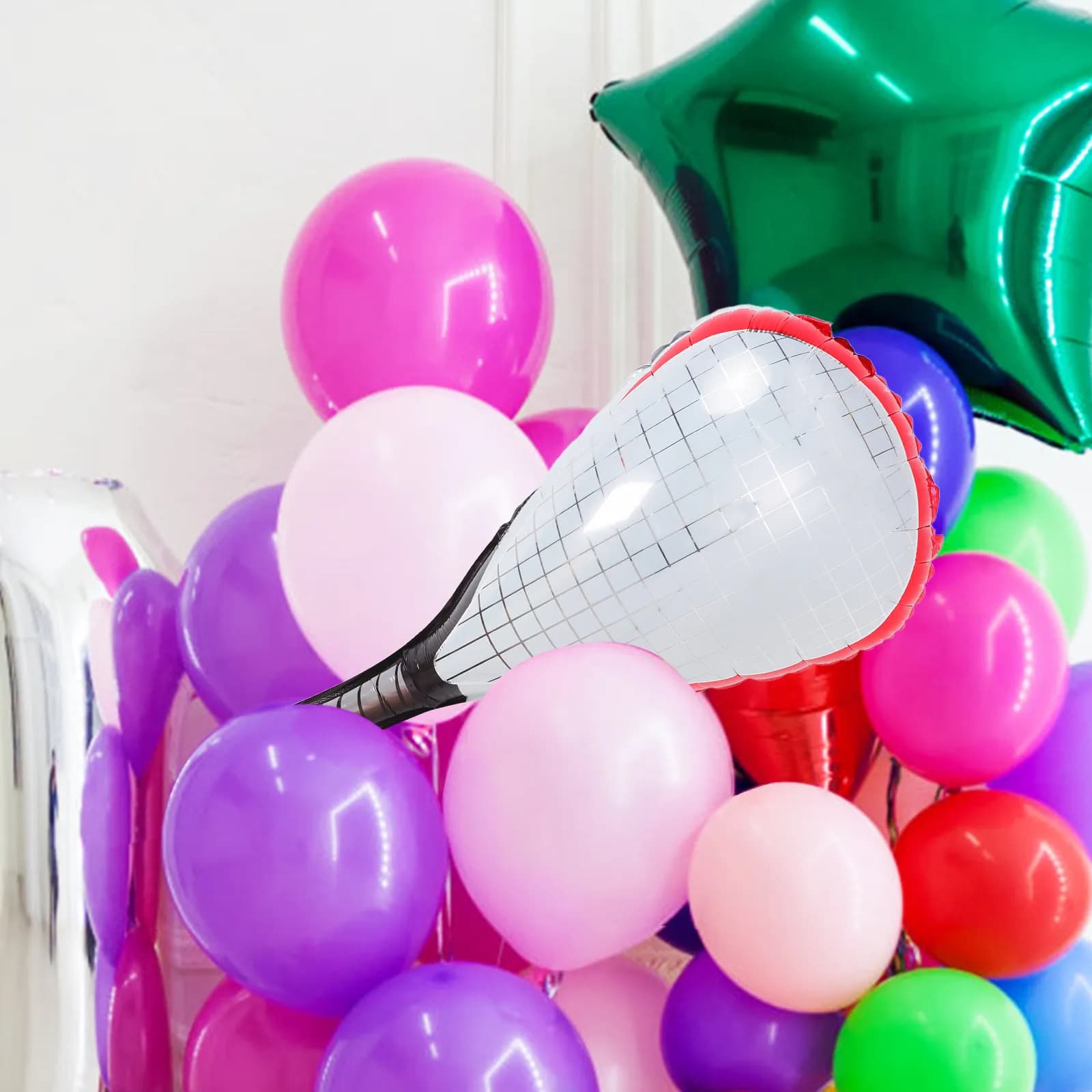 6 Palloncini Gonfiabili a Forma di Racchetta da Tennis in Alluminio, Decorazioni per Feste Sportive, Compleanni, Lauree, Matrimoni