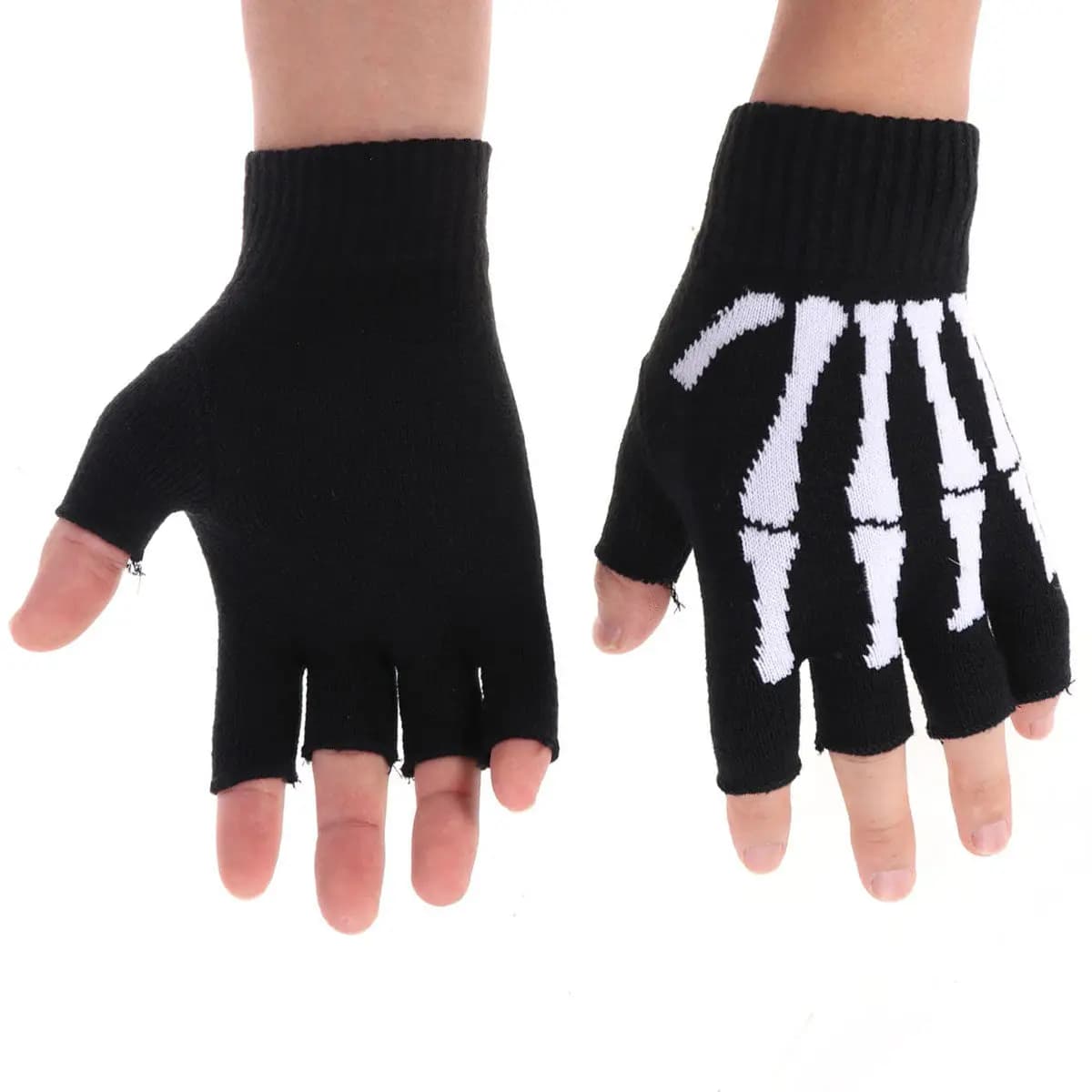Guanti Unisex Mezze Dita in Maglia Traspiranti Antiscivolo Caldi per Ciclismo Invernale Arrampicata Fitness Equitazione
