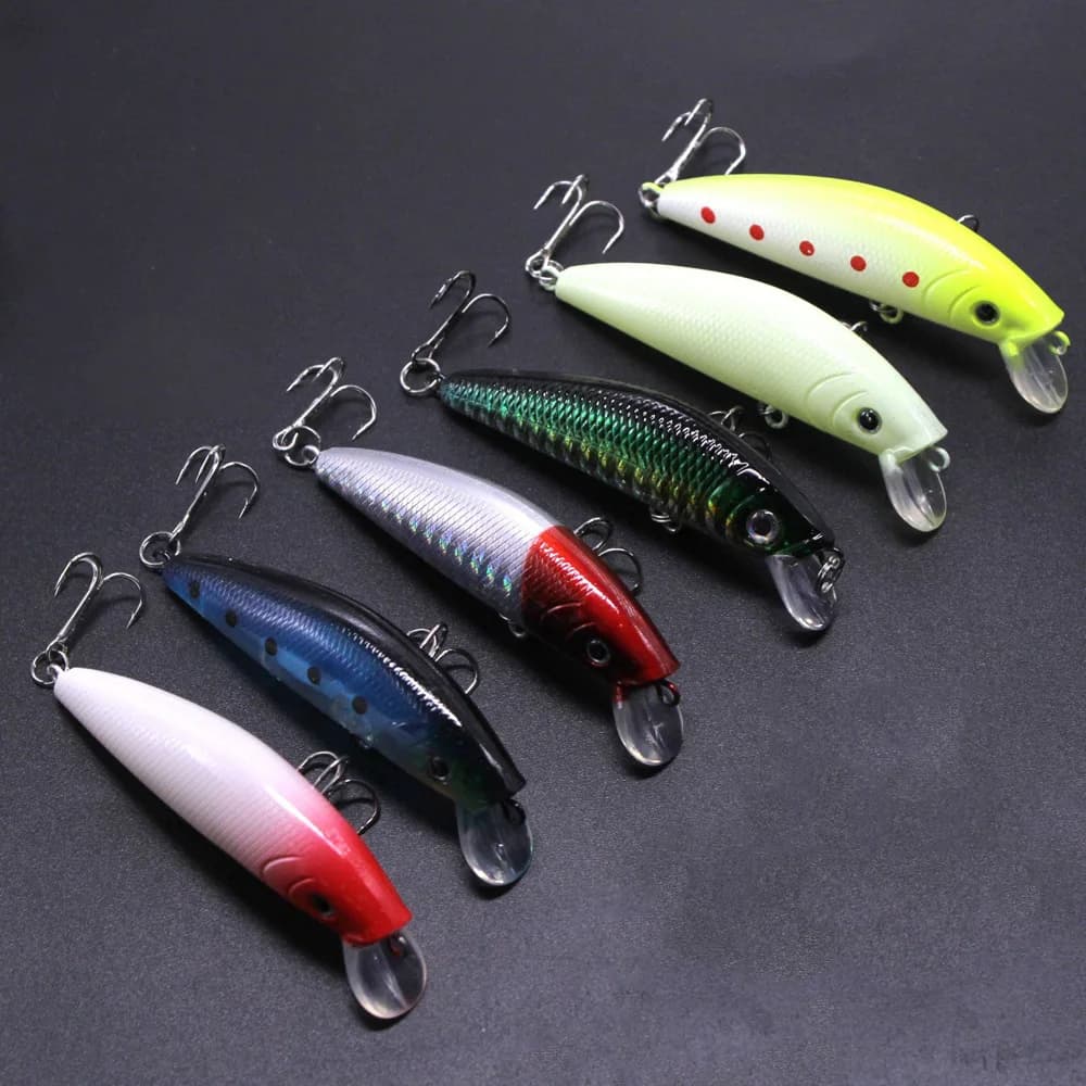 1PCS Minnow Richiamo di Pesca 7cm/8g Occhi 3D Crankbait Richiamo Wobbler Esca Dura Artificiale Tre Gancio di Ancoraggio attrezzatura da pesca