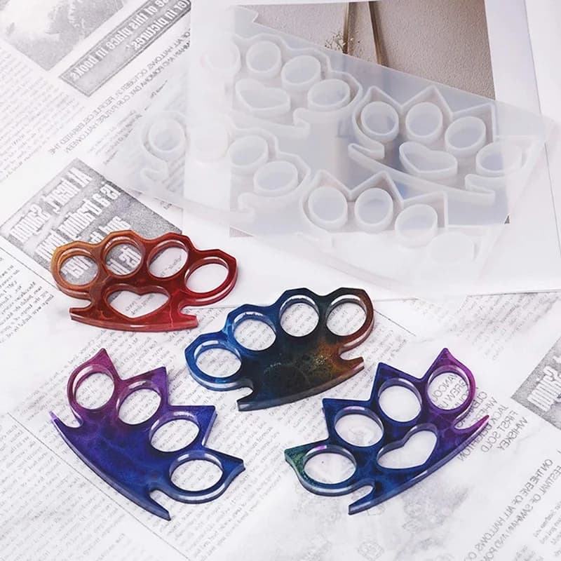 2Pcs Brass Knuckles Resin Mold DIY Finger Keychain Silicone Epoxy Casting Molds For Women DIY Crafts