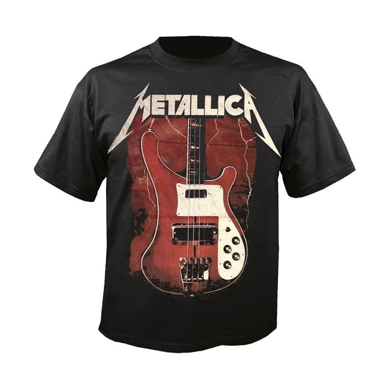 T-shirt Estiva Pop Metallica Band Rock Punk Hip-hop con Chitarra da Uomo, Manica Corta da Donna