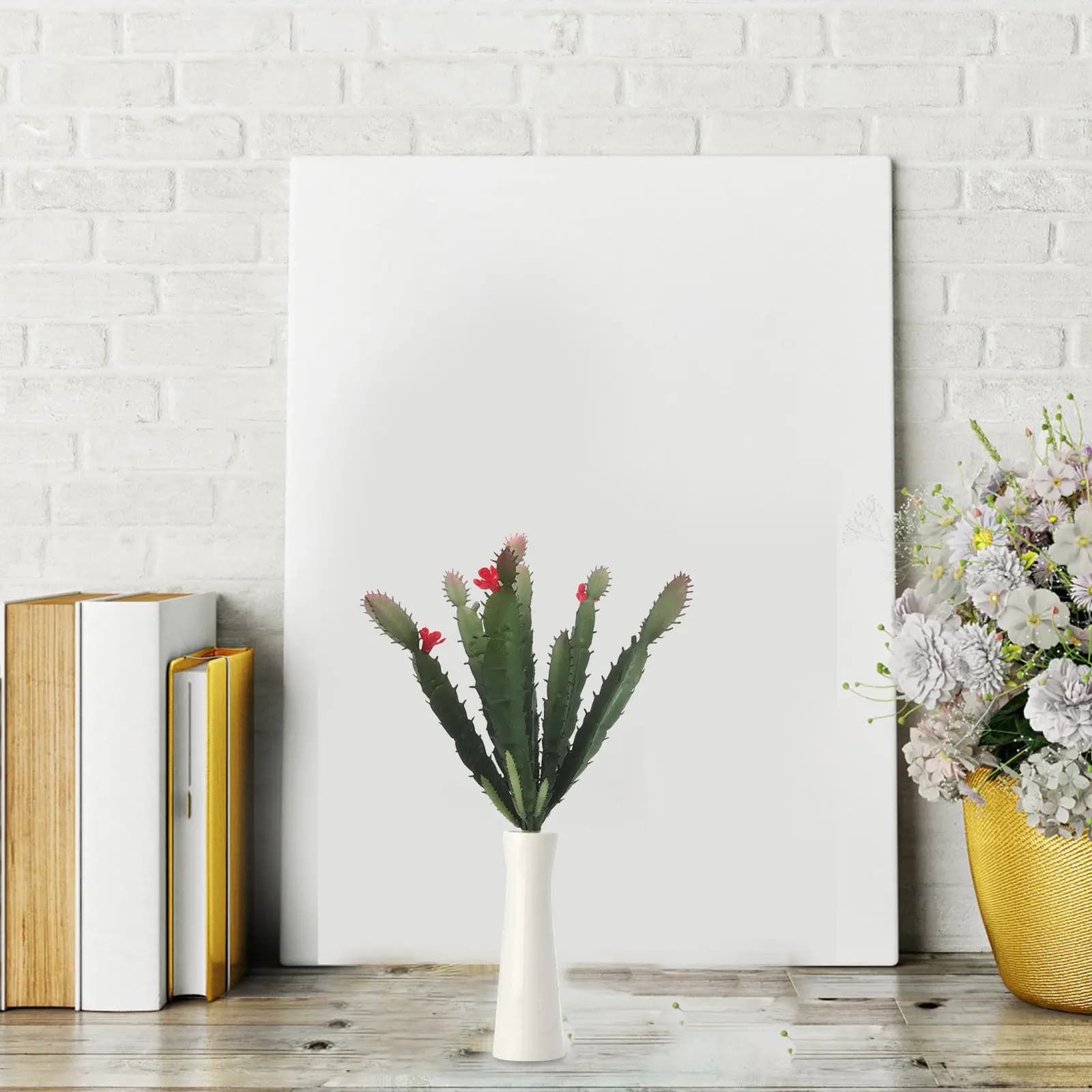 Fake Floral Succulent Arrangement Mini Potted Lifelike Cactus Plant for Office Desk Home Decor Plant Ornament Artificial Flower