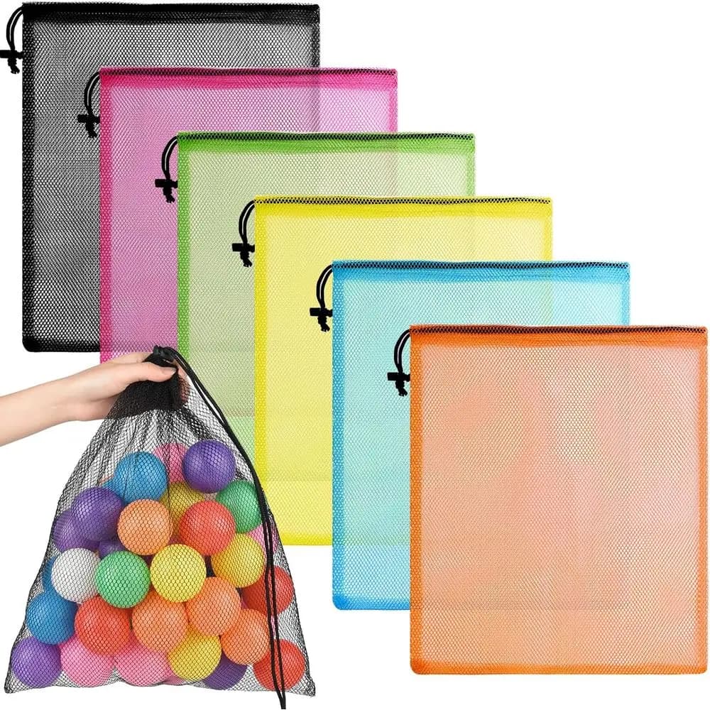 Mesh Bag Dstring Mesh Laundry Bags, 18 x 12 Inch Nylon Dstring Bag for Pool Beach Ball Toys Storage or Travel Sports Gym (12, Mu