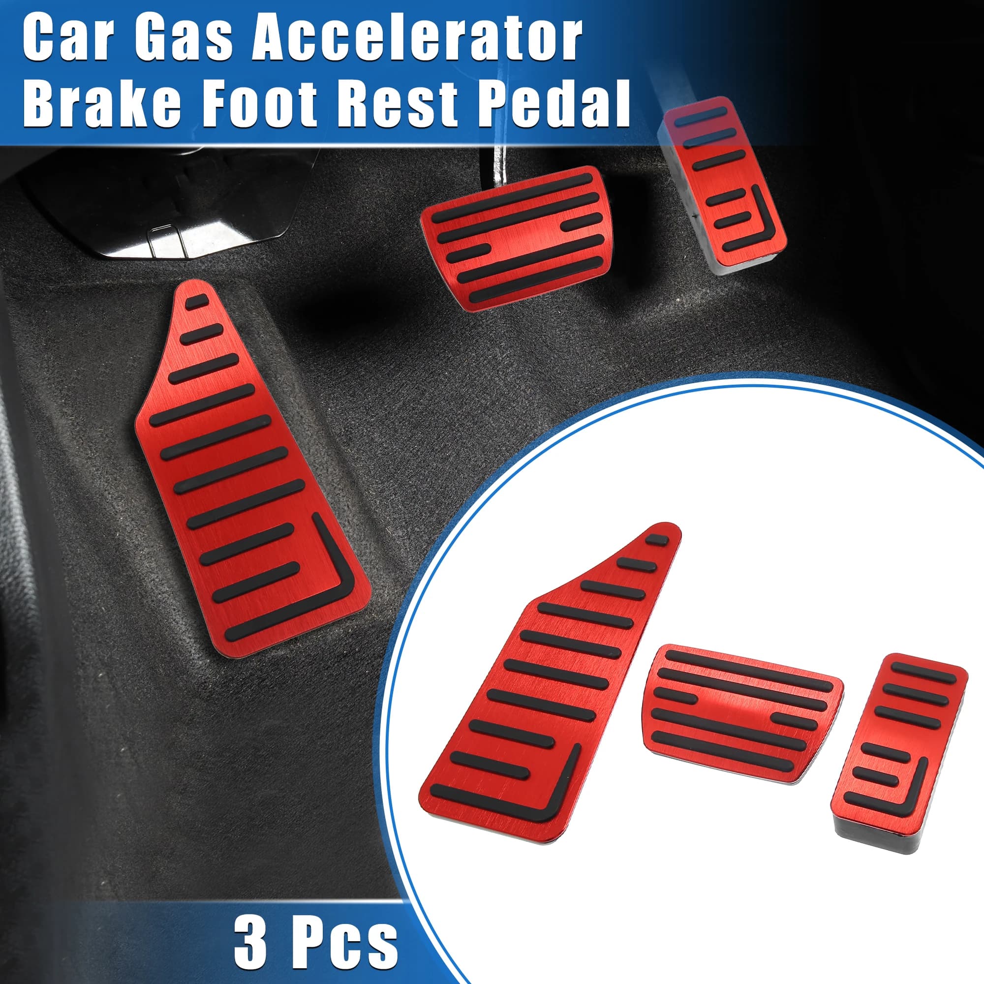 Uxcell 3 Pcs pedale del poggiapiedi del freno dell'acceleratore a Gas per auto per Honda HR-V 2021-2023 rosso