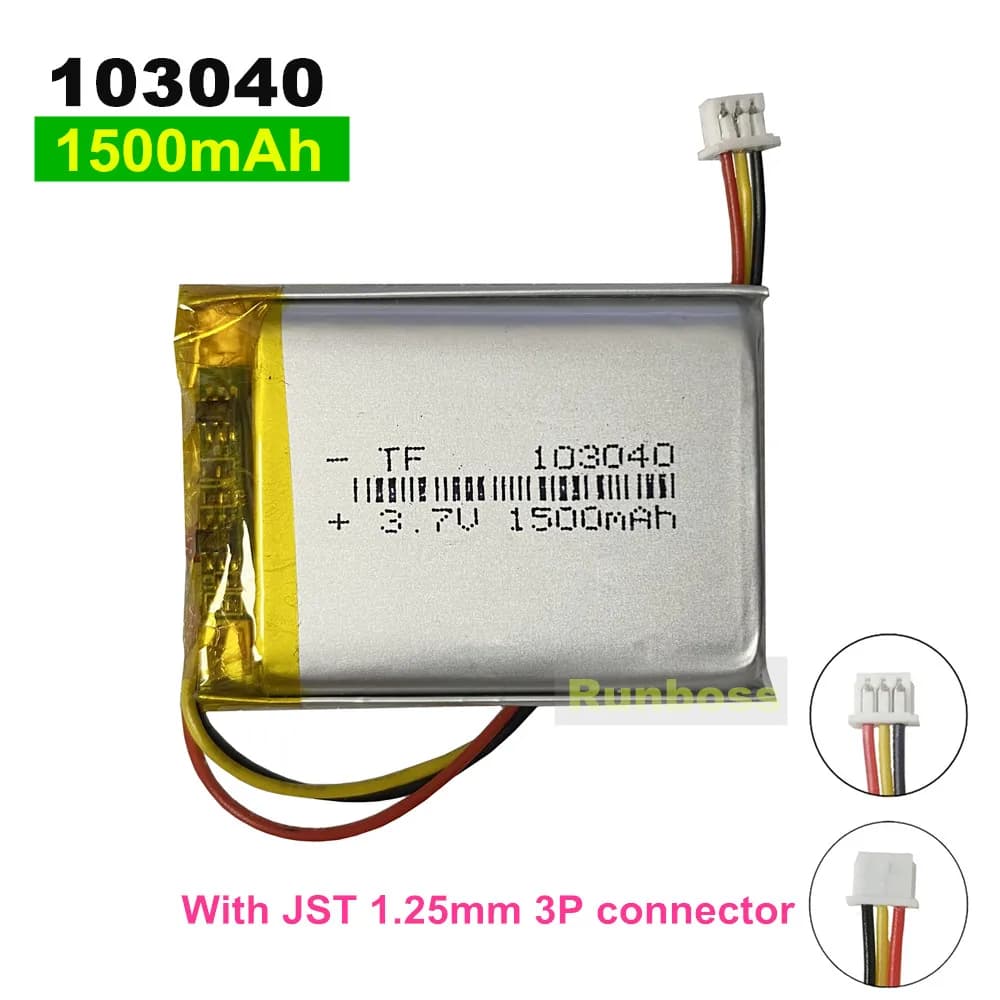 1-10PCS 103040 3.7V 1500mAh Batteria ricaricabile ai polimeri di litio JST 1.25mm Spina 3P per navigatore GPS MP5 Auricolare Bluetooth DVD
