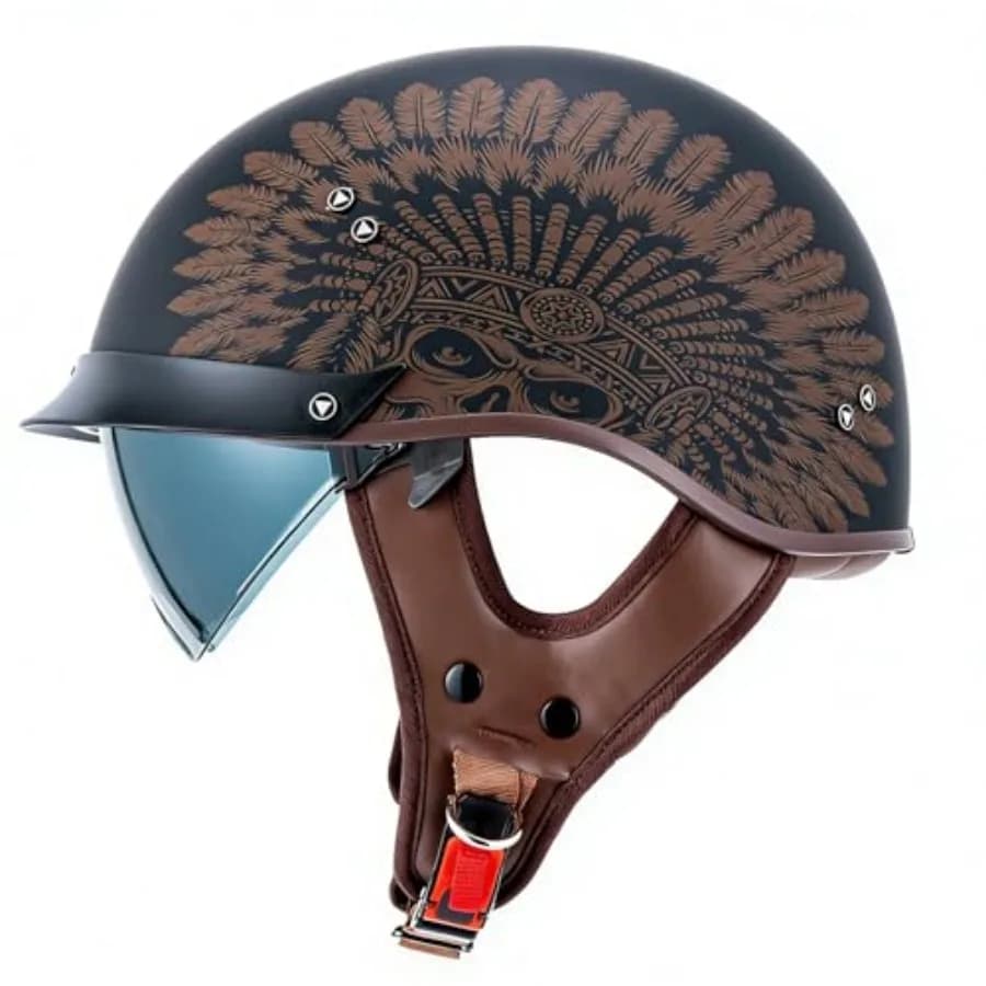 Casco Moto Aperto Omologato DOT con Visiera Parasole e Fibbia a Sgancio Rapido per Adulti Uomini e Donne, Taglia L