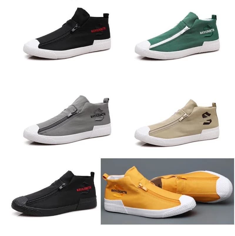 Retro Unisex Canvas Shoes Zipper Open Women Men Casual Sneakers Comfortable Soft Insole Students Sports Shoes 38-44 All Season