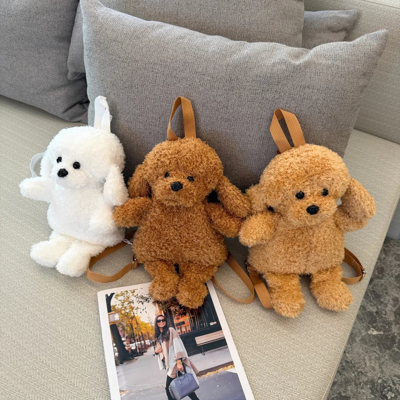 New Cartoon Teddy Puppy Plush School Bag Soft Plush Stuffed Toy Cute Animal Kawaii Children Backpack For Birthday And Xmas Gifts