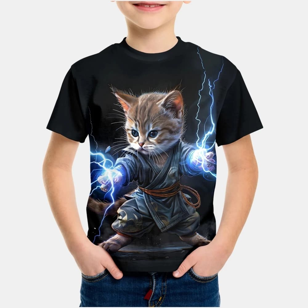 Abbigliamento per bambini Coccole Gatto Grafica Stampa 3D Moda Casual Street Style Estate Maniche corte Top O-Collo T-shirt per bambini