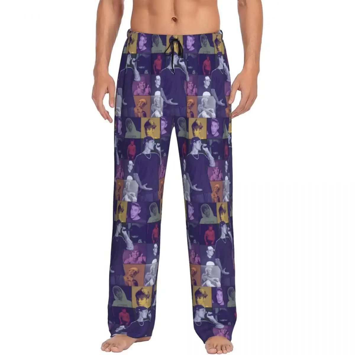 Stampa personalizzata Popolare Singe Justin Bieber JBiebs Pantaloni del pigiama Pantaloni da notte da uomo con tasche