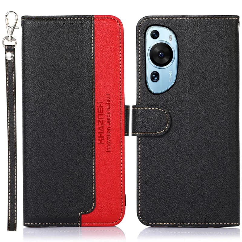 Custodia a portafoglio in pelle bicolore antiurto con slot per carte e protezione RFID per Huawei P60 Art P50 P40 Pro + P50E lite 5G