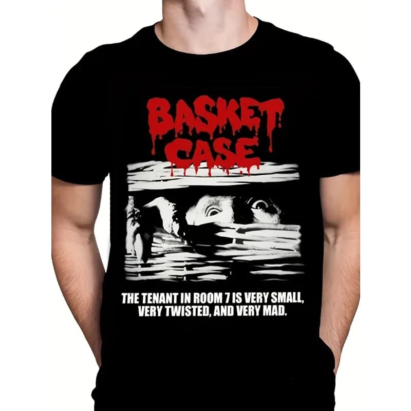 Iconicie Men's Iconic Basket Monster Horror T-shirt - Iconic Print, Suitable for year-round wear, Casual Round Neck T-shirt