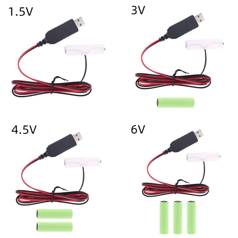 LR6 AA Battery Eliminator USB Power Cable Replace 1-4pcs 1.5V AA battery for Radio watch toy electric strip LED