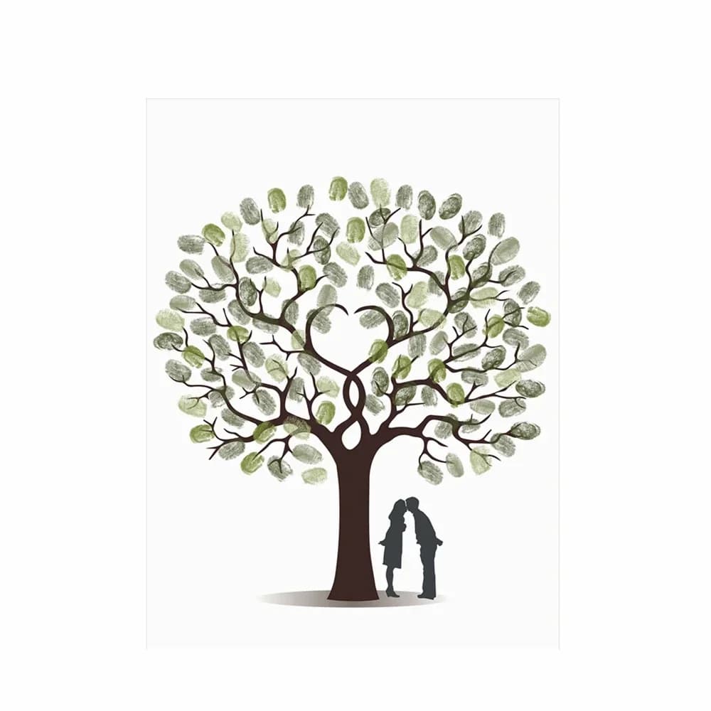 Wedding Fingerprint Tree Canvas Wall Art Poster Guest Book Alternative Marriage Souvenir Gift for Engagement Party Reception
